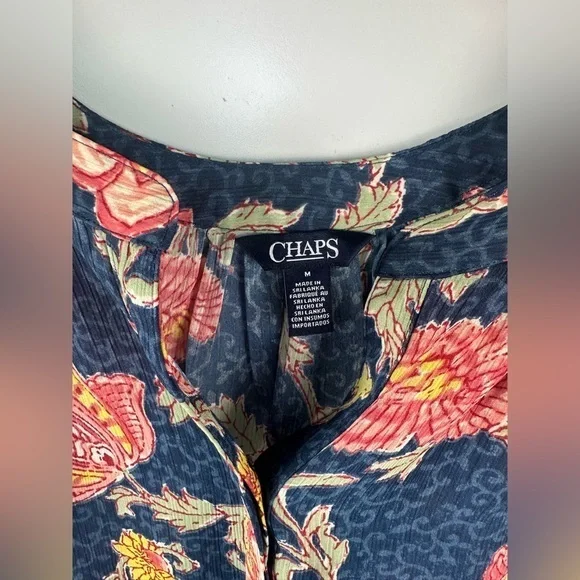 Chaps Women’s Size‎ M Blue Short Sleeve Henley-New - Picture 4 of 11